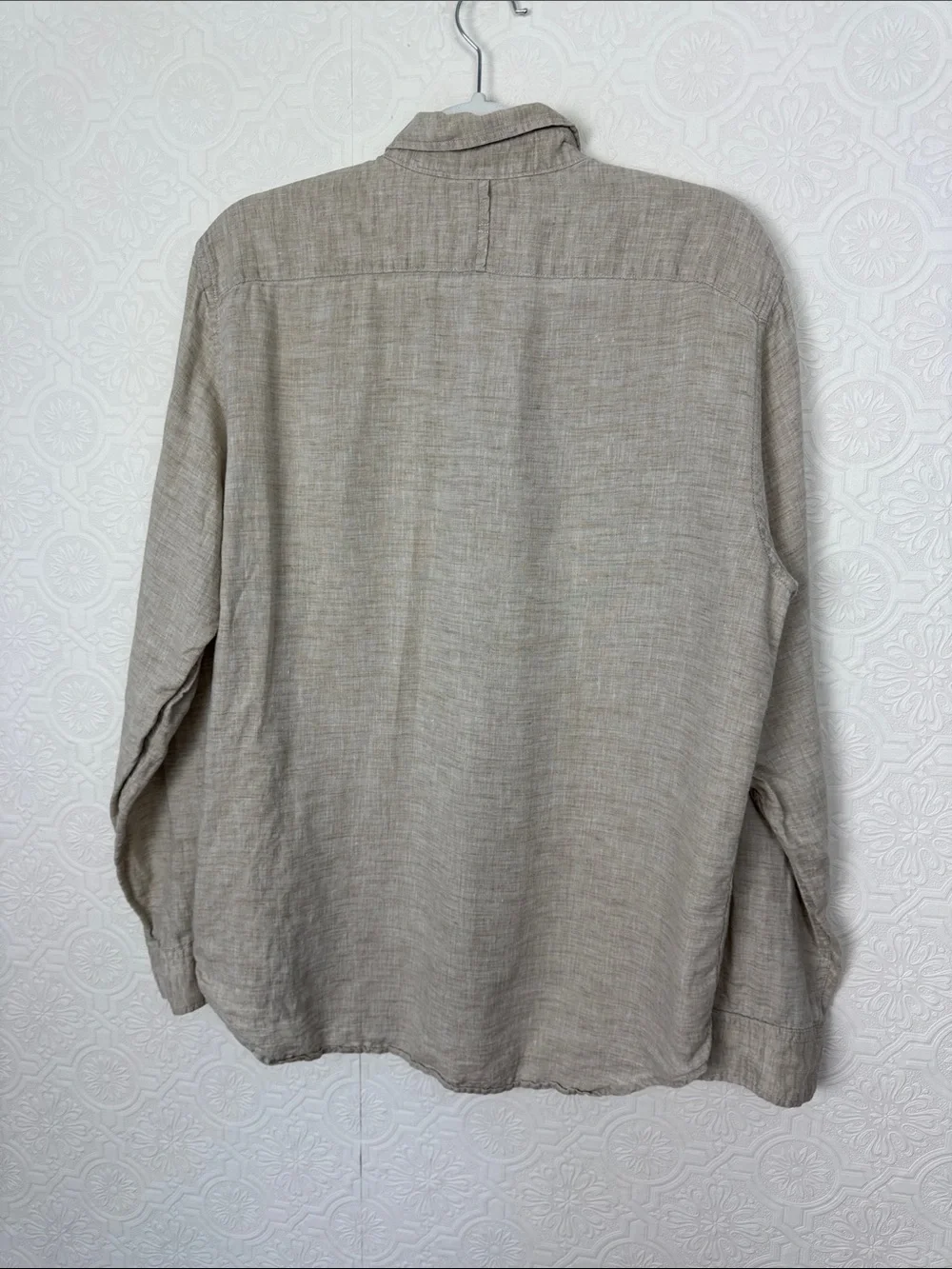 Banana Republic 100% Linen Button‎ Down Shirt Men’s Medium Beige Camden Fit